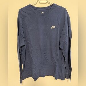 Nike Men's Navy Long Sleeve Crewneck with Small Logo